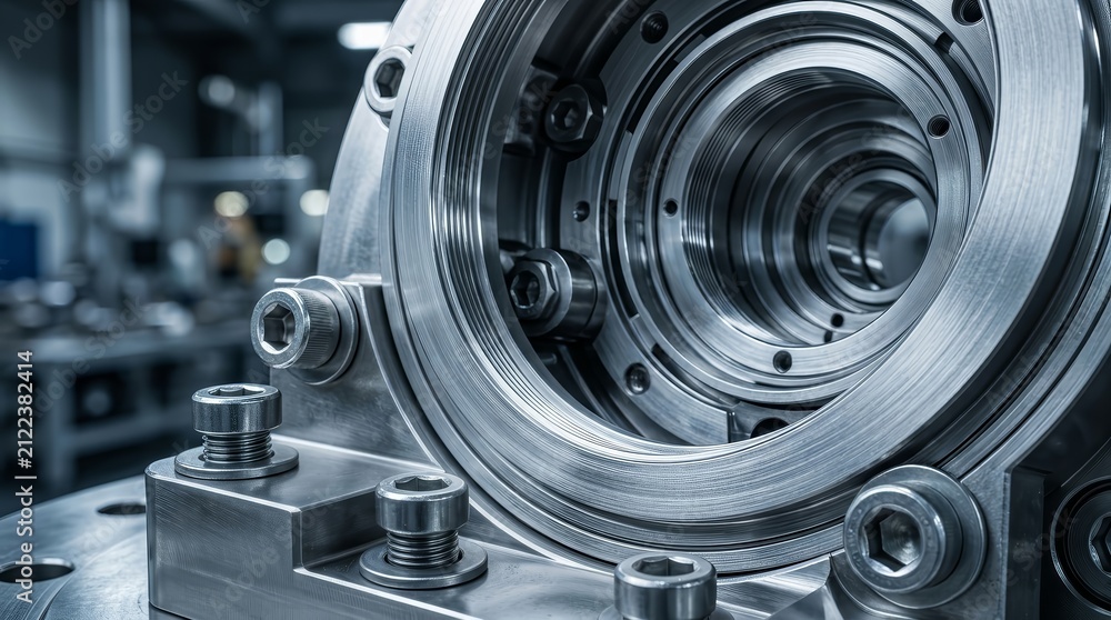Fototapeta premium Industrial design background featuring various types of metal details and engineering technology.