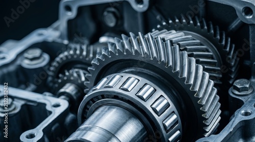 Close-up view of a car automatic transmission shaft and intricate gear mechanisms.