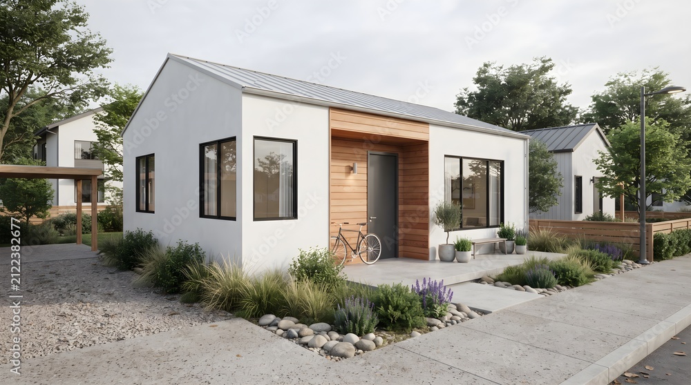 Fototapeta premium Small_house_exterior_compact_design 