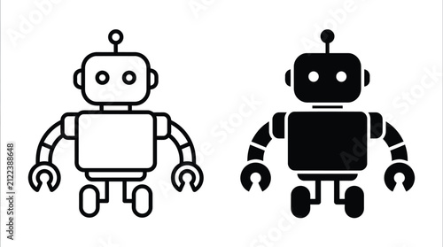 Robot Silhouette In Black And White Vector Illustration On Transparent Background android automation mechanical artificial