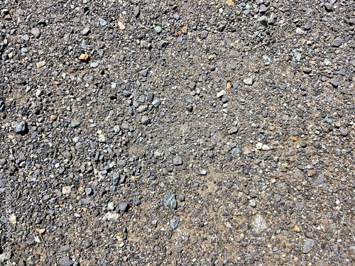 Fine gravel and crushed stone ground texture top view