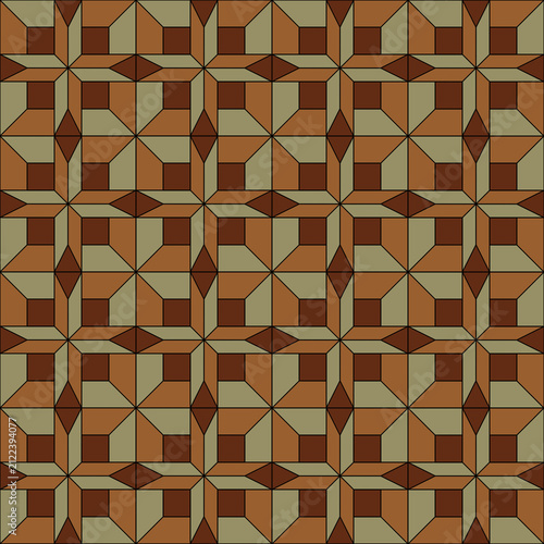3D Geometric Star and Cube Seamless Pattern in Earthy Brown Tones