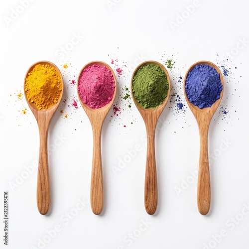 Handcrafted Natural Wooden Spoons Arranged Horizontally on White Background for Display.