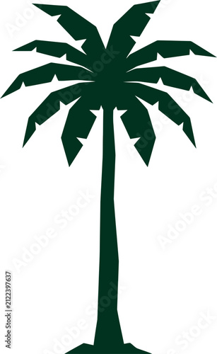 Stylized geometric palm tree silhouette with sharp angular fronds on transparent background