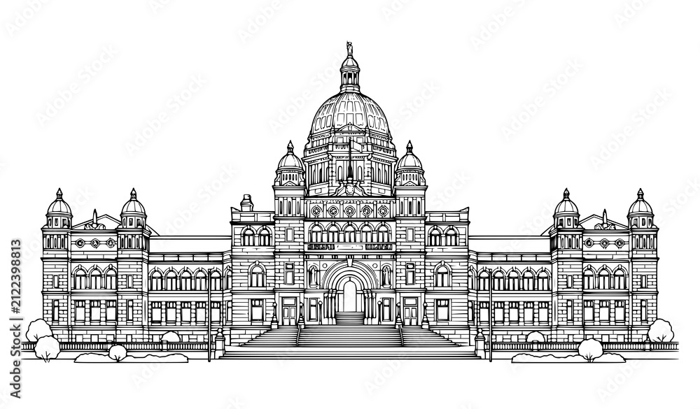 Obraz premium Legislative Assembly of British Columbia Victoria Canada Vector Illustration