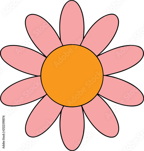 Cute Pink Daisy Flower Vector Icon Flat Floral Blossom Spring Illustration