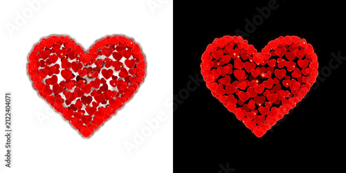 Beautiful heart shape made of many small red hearts perfect for love and romance themes transparent background png