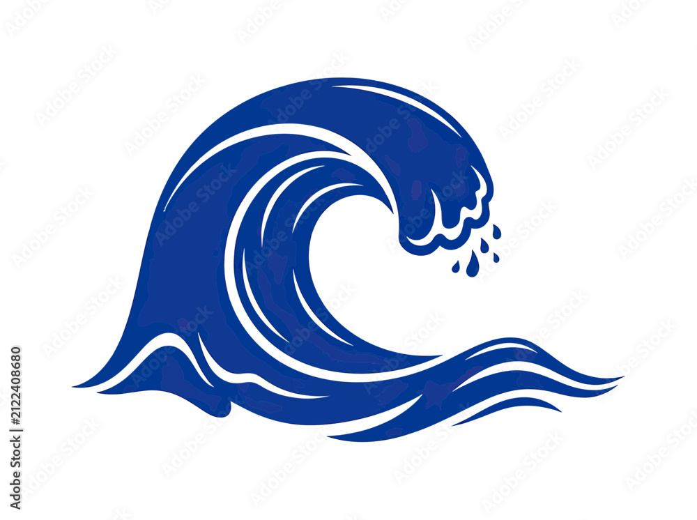 Fototapeta premium Abstract Blue Ocean Wave Illustration