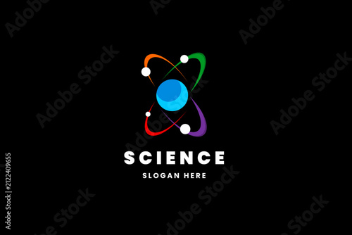 Science atom logo design template