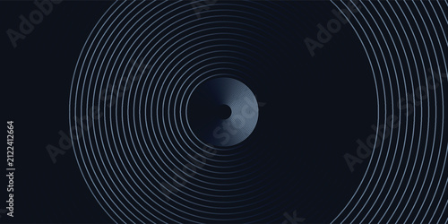 Blue abstract background with glowing circles. Swirl circular lines pattern. Geometric spiral. Twirl element. Modern graphic design. Futuristic technology concept.