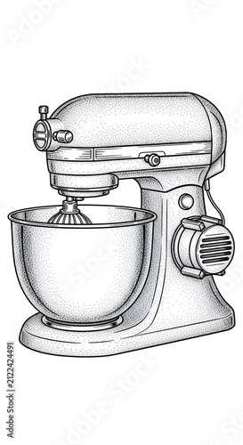 Vintage Stand Mixer Illustr...