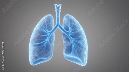 Glowing blue lungs with airflow visualization