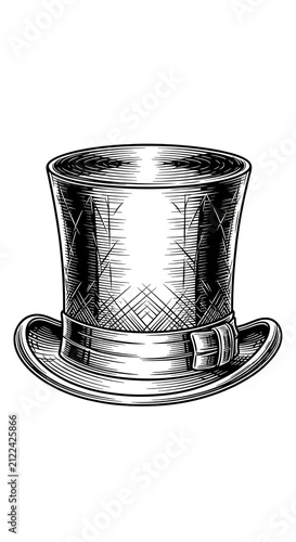 Vintage Top Hat Isolated Wh...