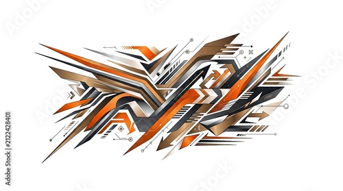 Abstract racing car decal with sharp geometric lines.