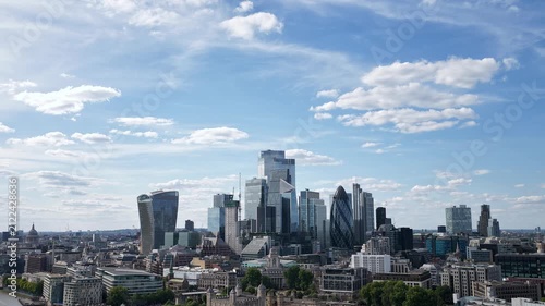London Skyline Aerial Timelapse Showing Moving Clouds Over the City During the Afternoon