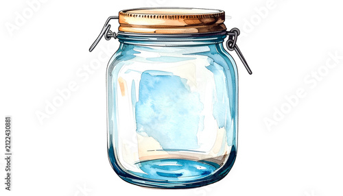 Watercolor Glass Jar Transparent Background