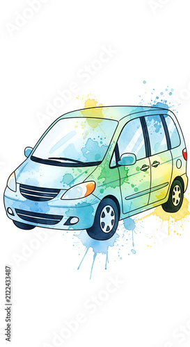 Watercolor Van Illustration...