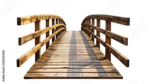 Weathered Wooden Arch Bridge Isolated Natural Landscape Element
