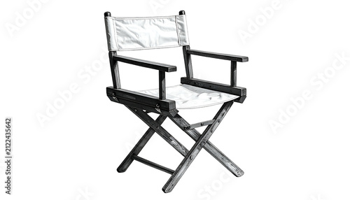 White Canvas Director's Chair Isolated on Transparent Background
