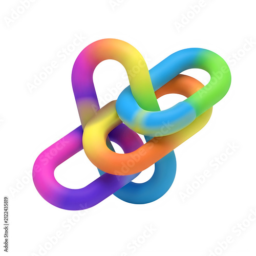 Colorful 3D Intertwined Rainbow Chain Links Abstract Design