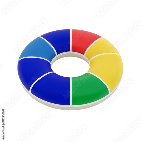 Colorful Segmented Donut Chart Ring Icon 3D Render