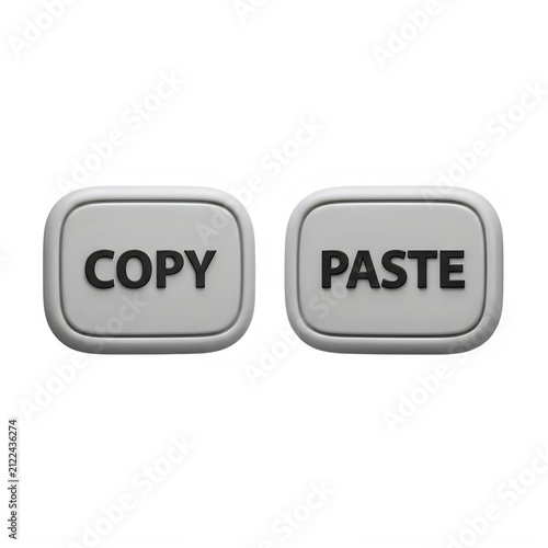 Copy Paste Buttons Computer Commands 3D Render Illustration