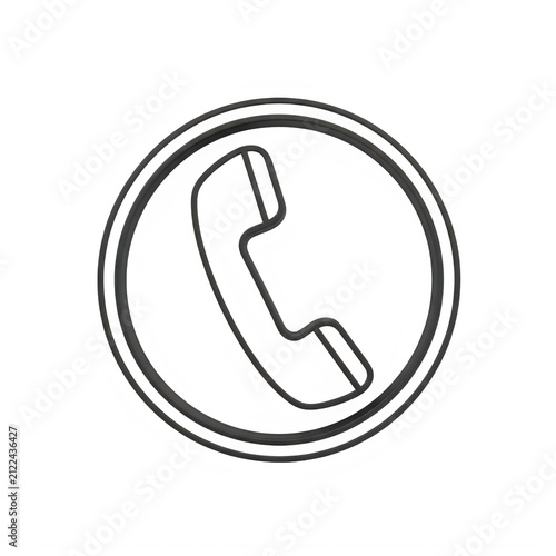 Contact us symbol telephone handset 3D line icon isolated black