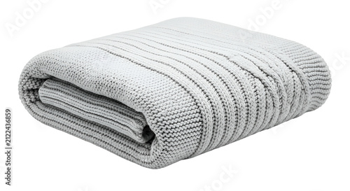 White Knitted Blanket Folde...
