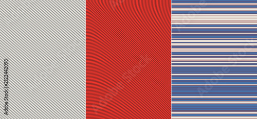 Abstract background design with red vertical block and grey diagonal cross hatch texture pattern combined with blue and white horizontal lines on the right side