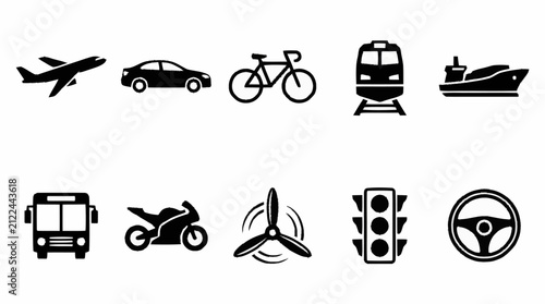 Icons of Diverse Vehicles and Transportation Modes