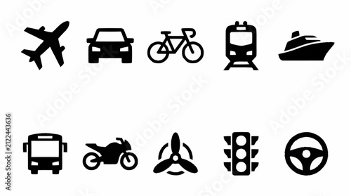 Icons of Diverse Vehicles and Transportation Modes