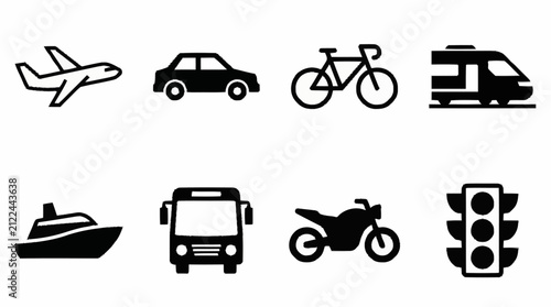 Icons of Diverse Vehicles and Transportation Modes