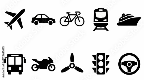 Icons of Diverse Vehicles and Transportation Modes