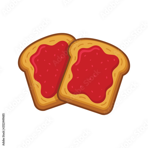 Two Slices of Toast Bread Cartoon Food Illustration