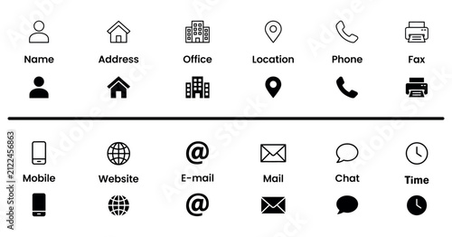 Bild auf Leinwand Contact Information Icons Flat Pictograms On Transparent Surface address
