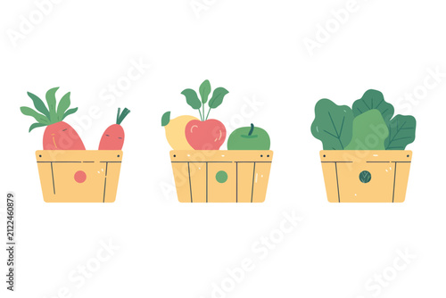 Vegetables and Fruits at Organic Market isolated