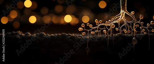 Abstract Golden Roots in Dark Soil