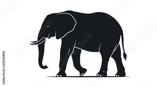 Foto Large African Elephant Walking Alone.