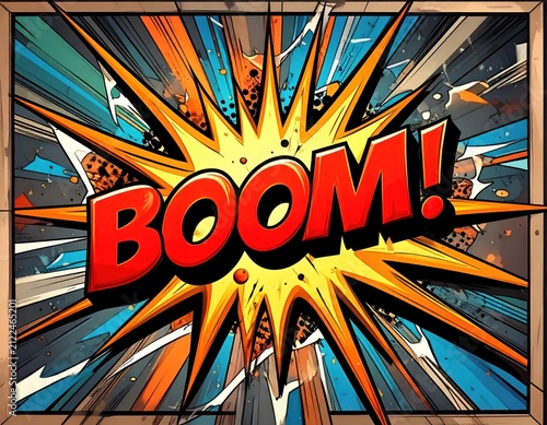 Comic book boom explosion pop art illustration.