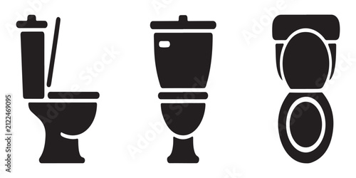Bild auf Leinwand Set of toilet icons isolated on white background, various angles and styles of water closet signs