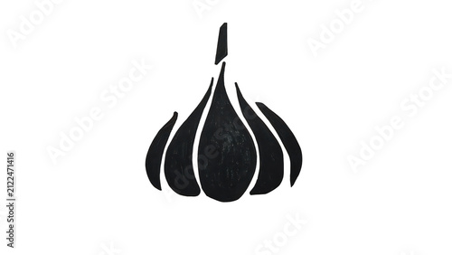 Black garlic bulb stencil isolated on transparent background