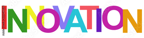 Innovation Colorful Typography Transparent PNG, Modern Rainbow Overlay Text Effect, Creative Business Technology Word Isolated for Startup, AI, Branding and Digital Marketing