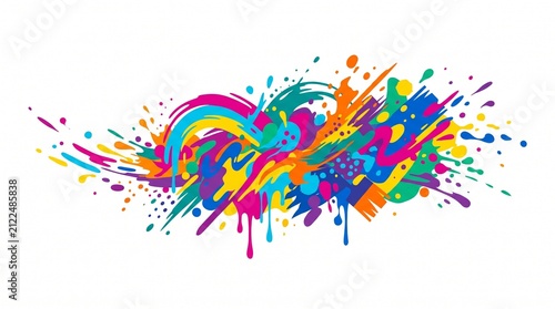 Colorful paint splash isolated on white. Vibrant ink explosion for creative design projects.