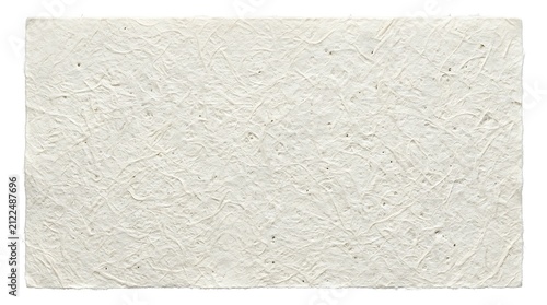 Natural handmade paper texture with rough fibers and organic edge isolated on transparent background for creative design projects