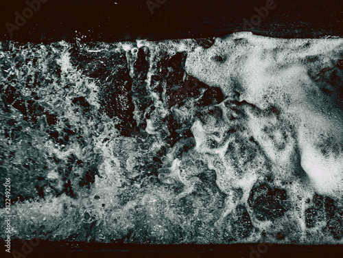 Monochrome Grainy Water Foam Texture Abstract Aerial Close-Up
