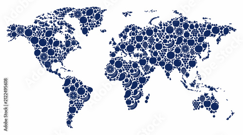 World Map Composed of Various Fruits and Berries