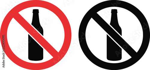 No alcohol sign with bottle icon vector illustration