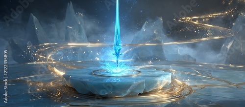 magical sword background abstract art with lightening ceiling in different crystal knife sword background  