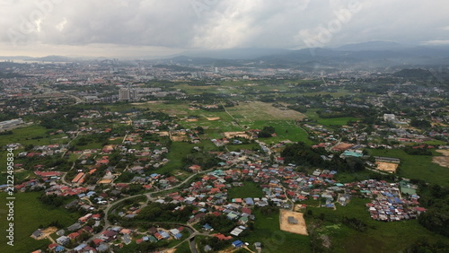 Aerial View of Colorful Residential Homes in a Tropical Landscape