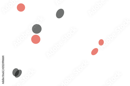 Abstract Minimalist Background with Scattered Red and Gray Circles and Polka Dots